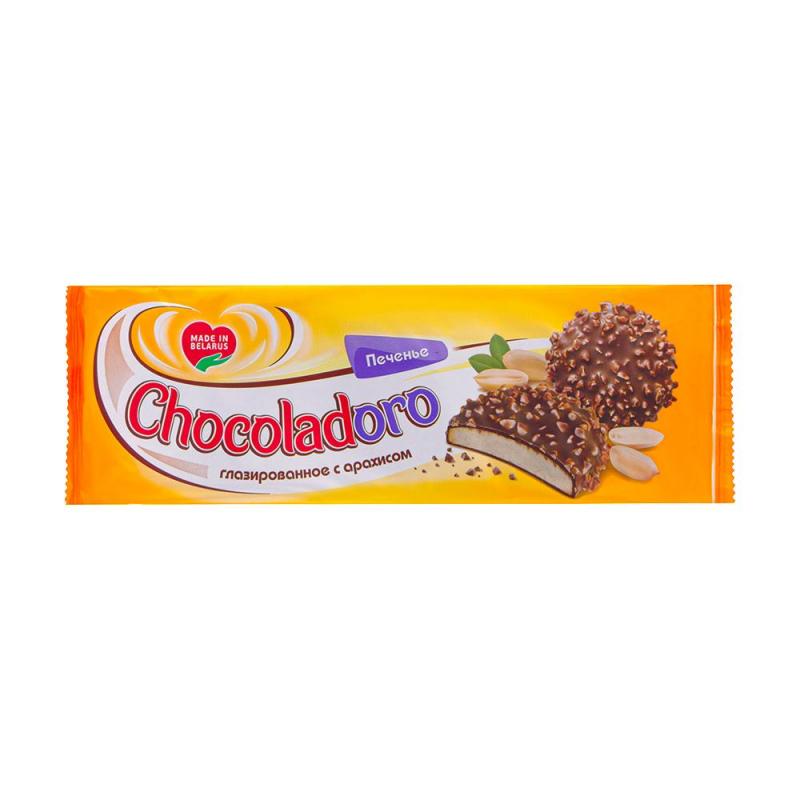 Глазированное печенье, Chocoline, Шоколадово, с арахисом, 200 г, в ассортименте