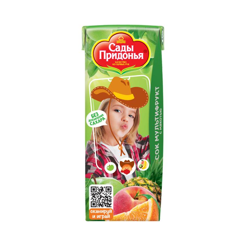 Сок, Сады Придонья, мультифрукт, без сахара, 0,2 л