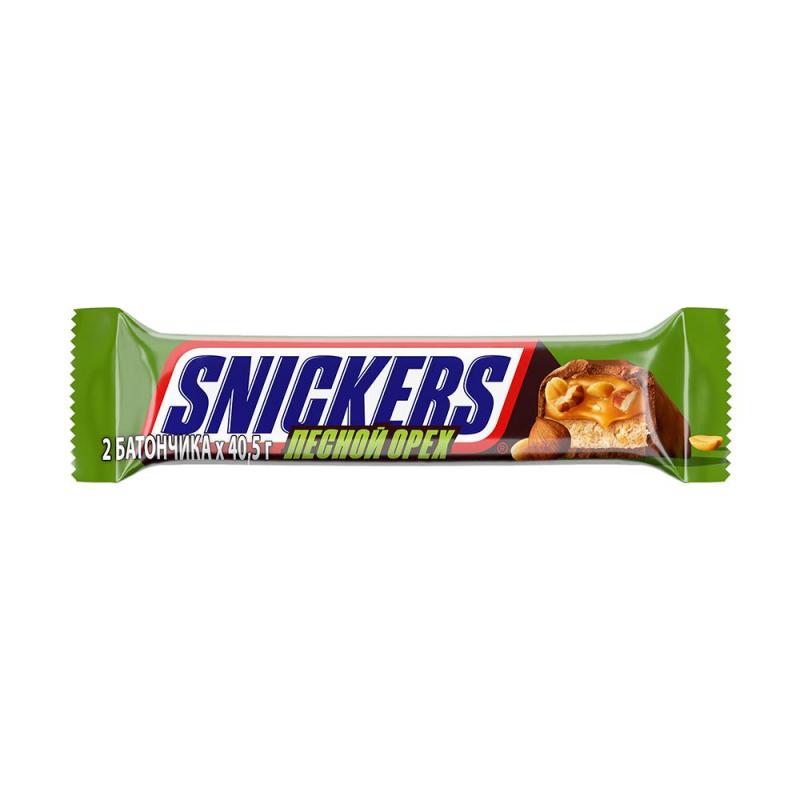 Шоколадный батончик, Snickers, лесной орех, 81 г