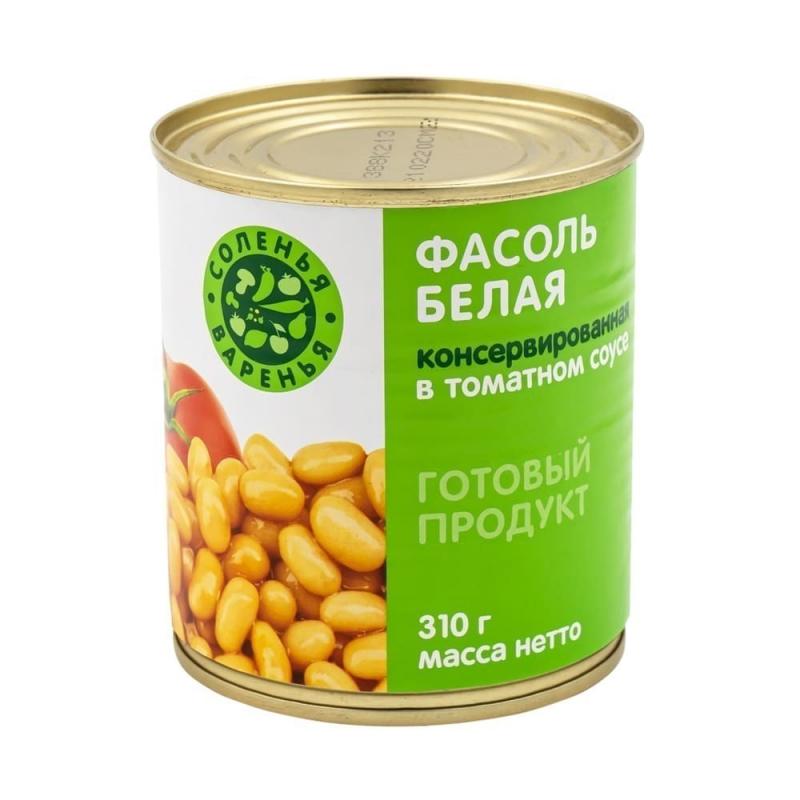 Фасоль белая, Соленья&Варенья, в томатном соусе, 310 г