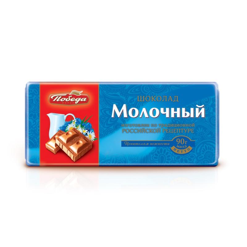 Шоколад молочный, Победа, 90 г, в ассортименте