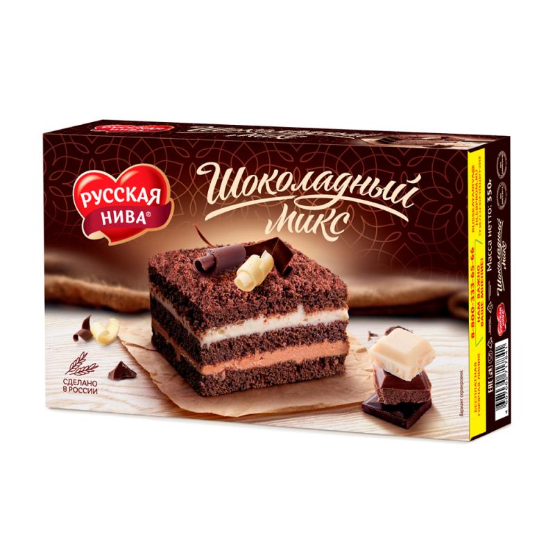 Торт бисквитный "Шоколадный микс", Русская Нива, 350 г