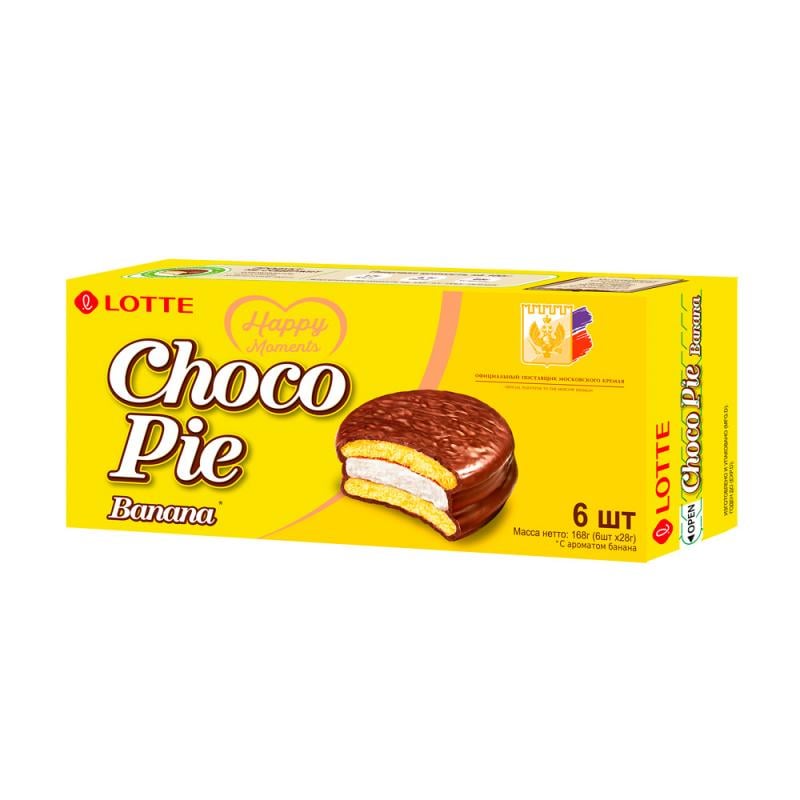 Печенье прослоенное глазированное, Choco Pie, банан, 168 г - купить в интернет-магазине Fix Price в г. Новомосковск по цене 69 ₽