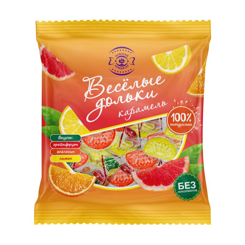 Карамель леденцовая "Веселые дольки", ассорти, 400 г