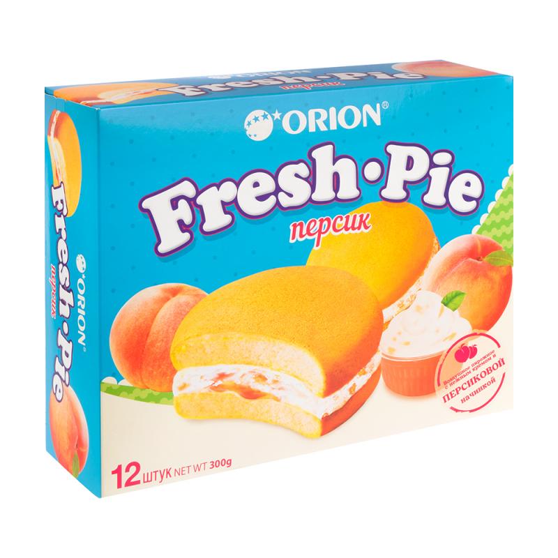 Orion fresh. Фреш Пай Орион. Fresh pie Orion персик. Бисквитное пирожное Orion «Fresh pie» с персиковой начинкой. Бисквит Фреш Пай.