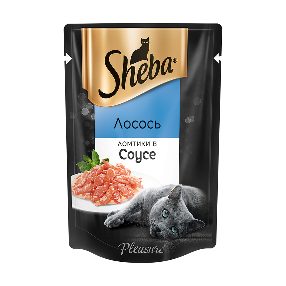 Влажный корм для кошек "Ломтики в соусе", Sheba, лосось, 85 г - купить ...