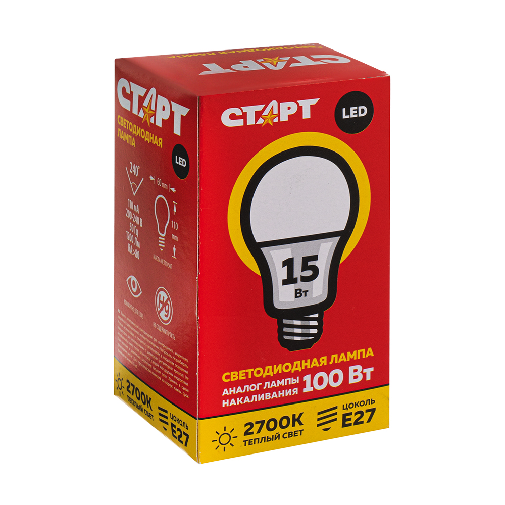 Лампа светодиодная, Старт, ECO LED, E27, в ассортименте - купить в ...