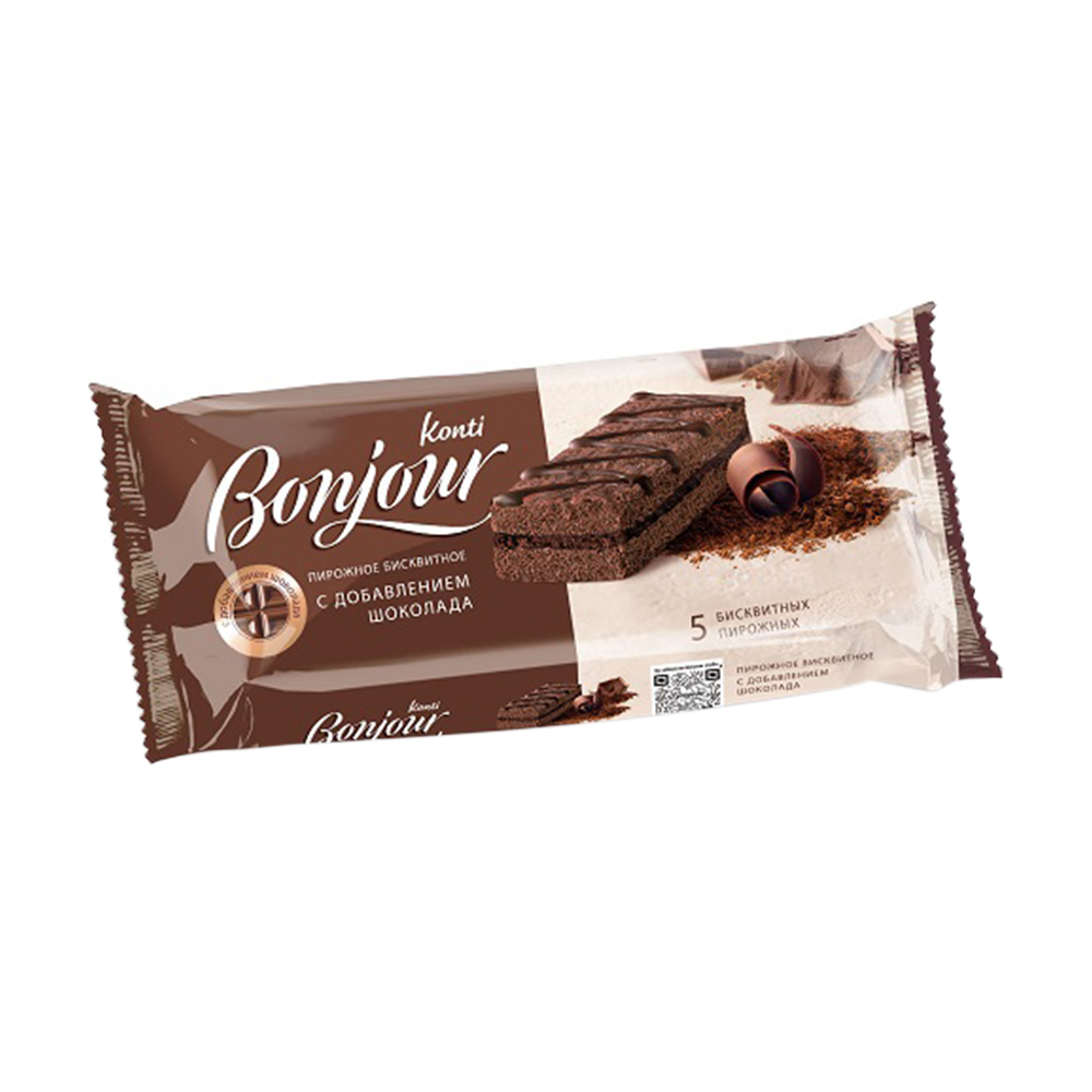 Бисквитное пирожное "Bonjour", Konti, с добавлением шоколада, 5 шт ...