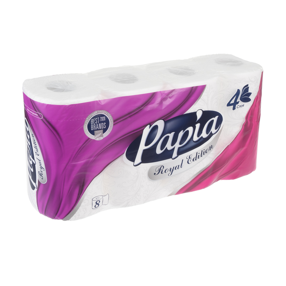Туалетная бумага "Royal Edition", Papia, 4 слоя, 8 рулонов - купить в ...