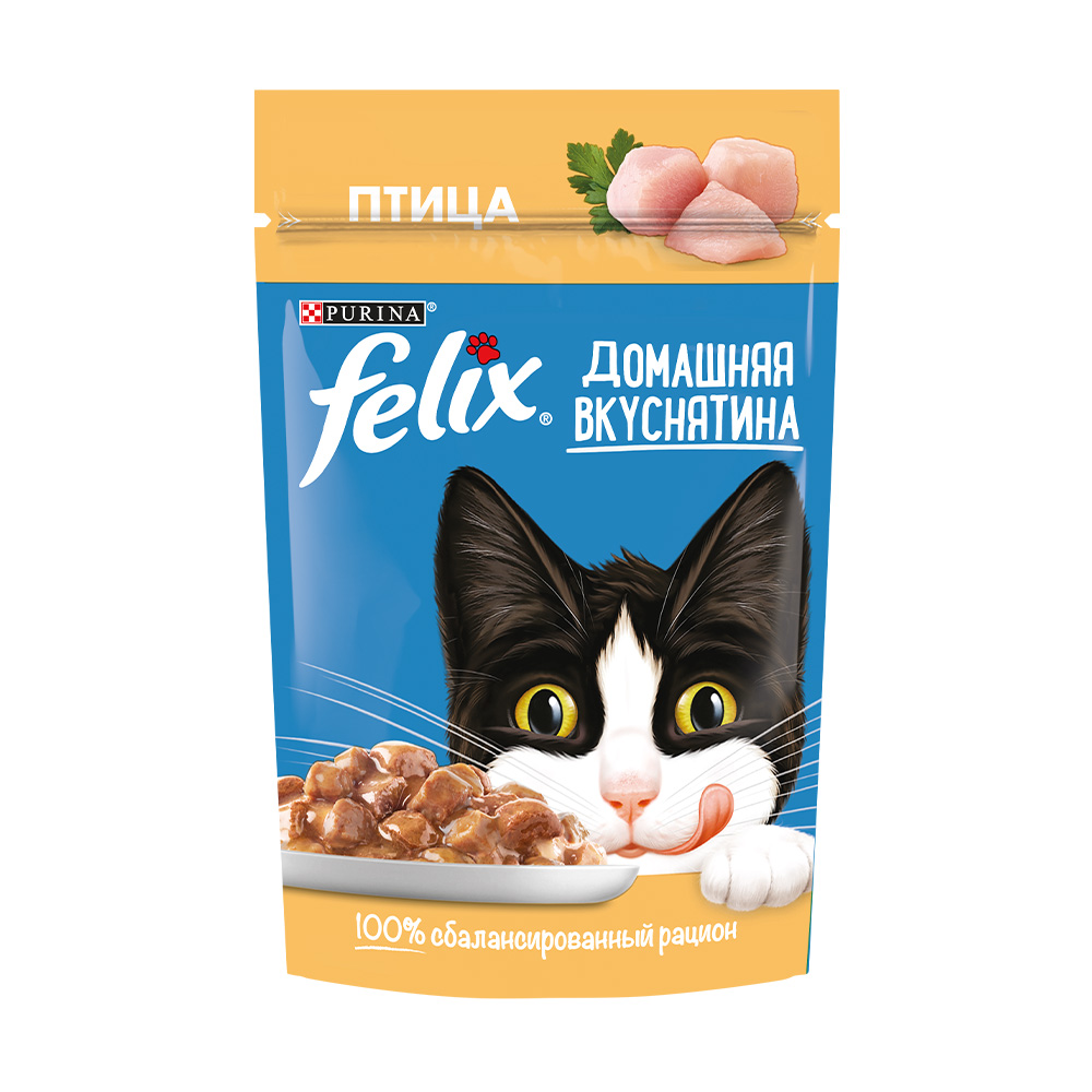 Влажный корм для кошек, Felix, птица, 75 г - купить в интернет-магазине ...