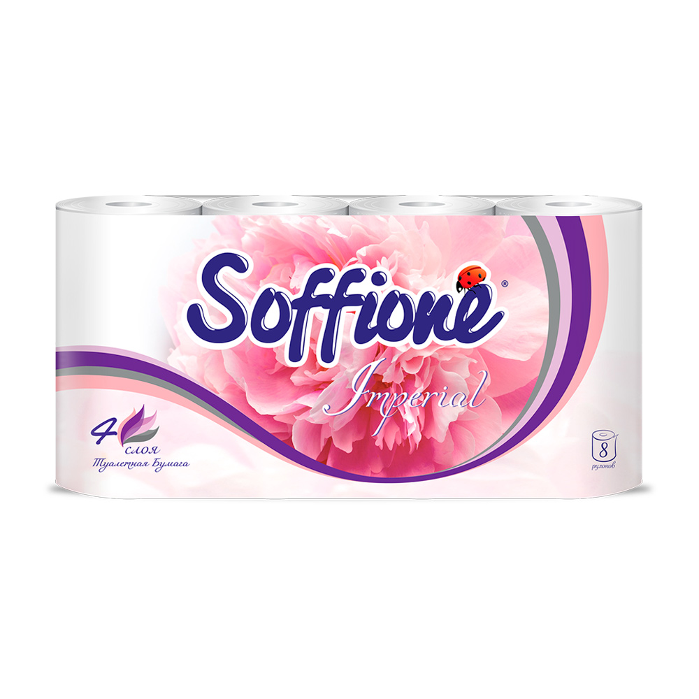Туалетная бумага "Imperial", Soffione, 4 слоя, 8 рулонов - купить в ...
