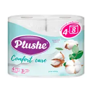 Туалетная бумага "Comfort Care", Plushe, 3 слоя, 4 рулона
