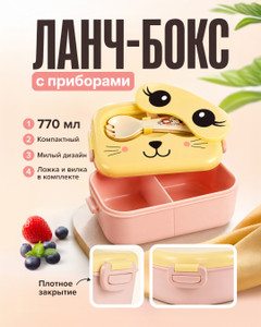 Ланч-бокс с приборами, O'Kitchen, 770 мл, в ассортименте