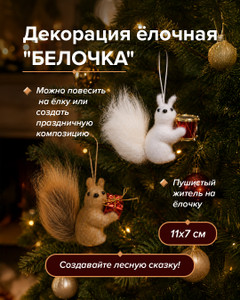 Декорация ёлочная "Белочка", Снежное кружево, в ассортименте