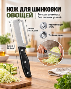 Нож для шинковки овощей, O'Kitchen, 24,5 см, в ассортименте
