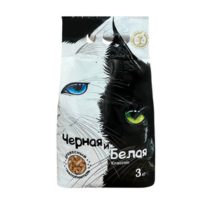 Наполнитель для кошачьего туалета древесный "Черная и Белая", 3 кг