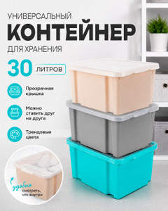 Контейнер для хранения с крышкой, 30 л, в ассортименте