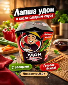 Лапша удон с овощами в кисло-сладком соусе, 250 г