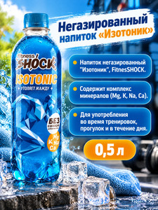 Напиток негазированный "Изотоник", FitnesSHOCK, 0,5 л