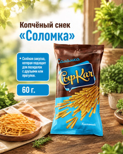 Снек копчёный "Соломка", СырКач, 60 г