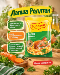 Лапша "По-домашнему", Роллтон, 85 г, в ассортименте