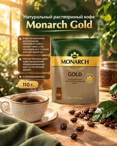 Кофе натуральный растворимый, MONARCH GOLD, 110 г