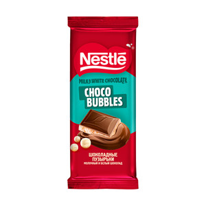 Шоколад молочный и белый "Choco Bubbles", Nestle, 75 г