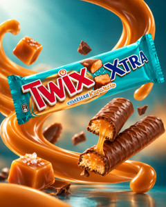 Шоколадный батончик, Twix, солёная карамель, 82 г