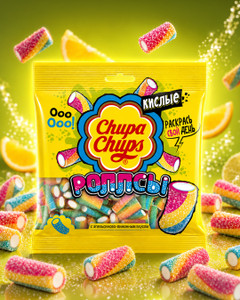 Мармелад "Роллсы", Chupa Chups, апельсин/лимон, 100 г