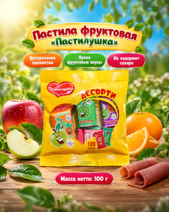 Пастила фруктовая ассорти "Пастилушка", без сахара, 100 г