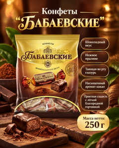 Конфеты "Бабаевские", Бабаевский, шоколадный вкус, 250 г
