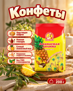 Конфеты "Ананасная долина", Славянка, 200 г