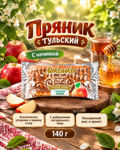 Пряник тульский "Лакомка", 140 г, с начинкой, в ассортименте