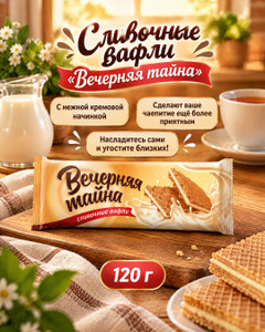 Вафли сливочные "Вечерняя тайна", 120 г