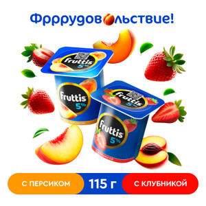 Йогуртный продукт "Fruttis", 5%, клубника/персик, 115 г, в ассортименте