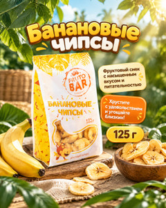 Банановые чипсы, FRUTO BAR, 125 г