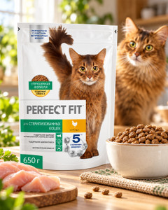 Сухой корм для стерилизованных котов и кошек, Perfect Fit, курица, 650 г