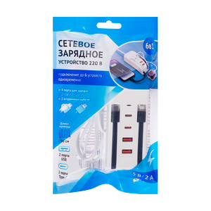 Сетевое зарядное устройство 220 В, 6 в 1