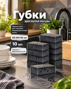 Губки для мытья посуды, 10 шт.