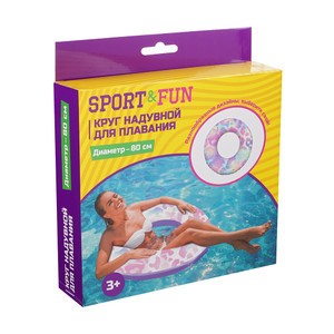Круг надувной для плавания, Sport&Fun, 80 см, в ассортименте
