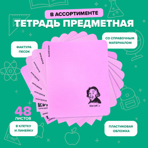 Тетрадь предметная, ErichKrause, 48 листов, пластиковая обложка, в ассортименте