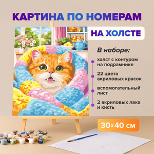 Картина по номерам на холсте, 30х40, в ассортименте