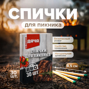 Спички для пикника "ДАЧА", 8,5 см, 30 шт.