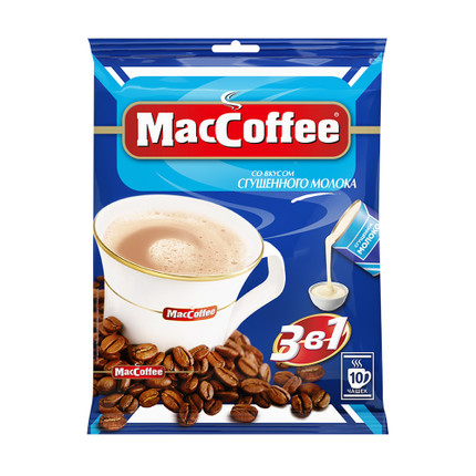 Напиток кофейный растворимый 3 в 1, MacCoffee, со вкусом сгущённого молока, 10 пакетиков