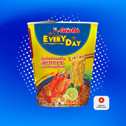 Лапша быстрого приготовления "Том Ям" со вкусом креветки, GauDo VIP, 65 г