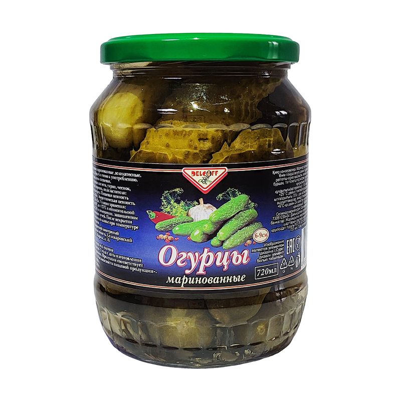 Огурцы маринованные, Делькофф, 720 мл