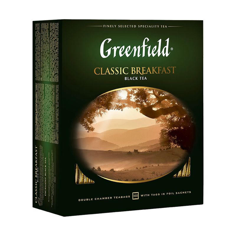 Чай чёрный в пакетиках "Classic breakfast", Greenfield, 100 шт.