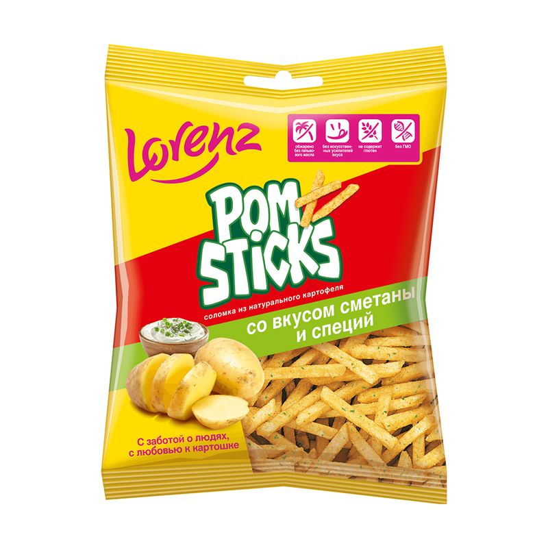 Чипсы картофельные соломкой "Pomsticks", Lorenz, 38 г, в ассортименте