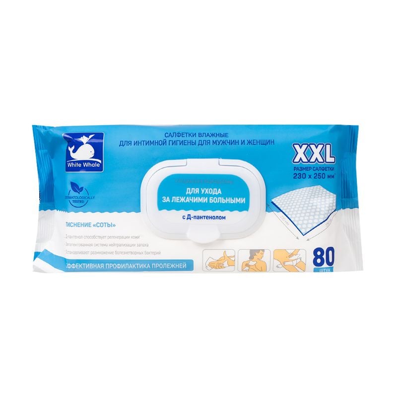 Салфетки влажные для интимной гигиены, White Whale, 80 шт.