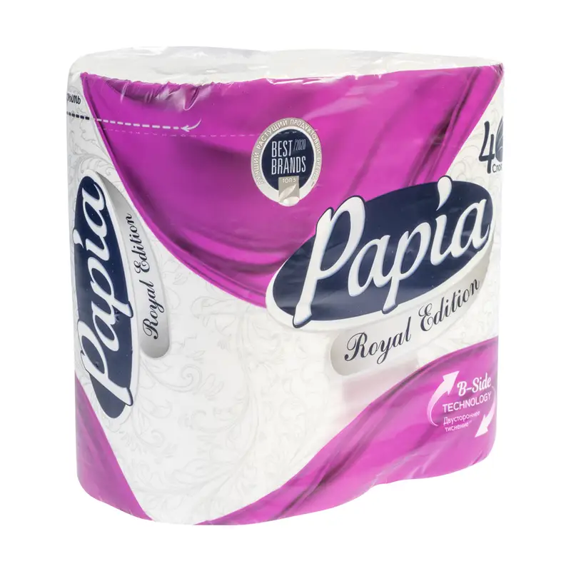Туалетная бумага, Papia, 4 слоя, 4 рулона